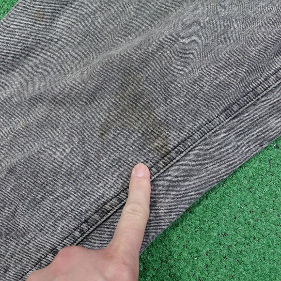 VINTAGE LEE USA MADE CHARCOAL WASH GREY DENIM BLUE JEANS 36X32 (33X30) - Picture 8 of 16